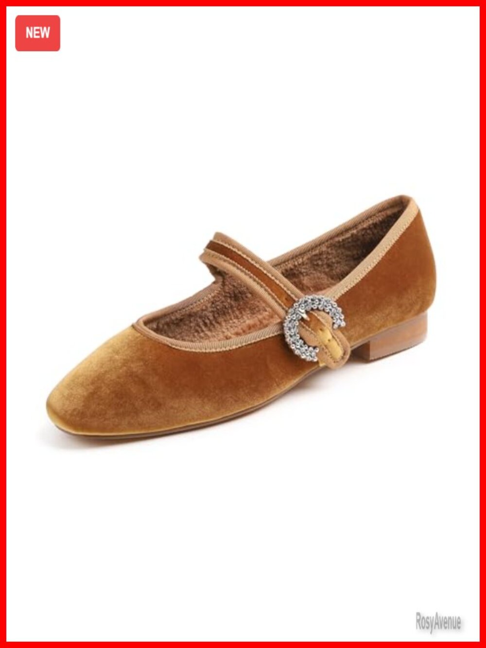 Mary Jane Flats Square Toe Easy Buckle Slip On Low Heel Comfort Women's Shoes